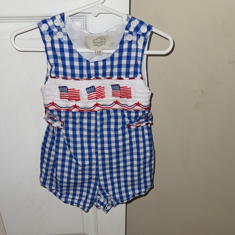 Honeydew USA Blue Checkered Kids Romper